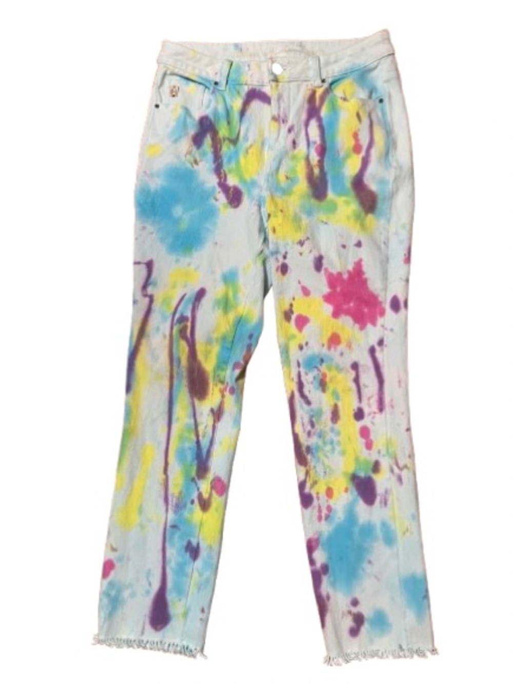 Belle Kim Gravel Tie-Dye Multicolor Paint-Splatter Jeans Size 4